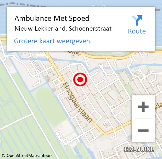 Locatie op kaart van de 112 melding: Ambulance Met Spoed Naar Nieuw-Lekkerland, Schoenerstraat op 29 december 2021 20:24
