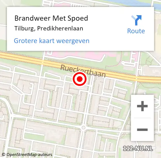 Locatie op kaart van de 112 melding: Brandweer Met Spoed Naar Tilburg, Predikherenlaan op 29 december 2021 20:45