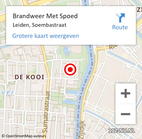 Locatie op kaart van de 112 melding: Brandweer Met Spoed Naar Leiden, Soembastraat op 29 december 2021 21:03