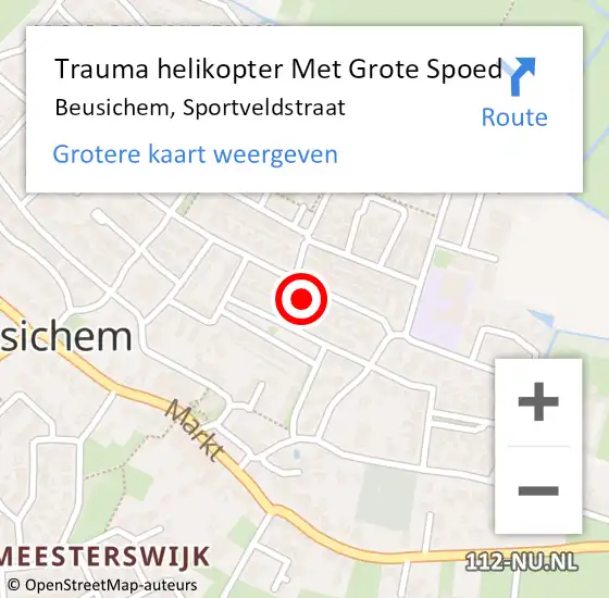 Locatie op kaart van de 112 melding: Trauma helikopter Met Grote Spoed Naar Beusichem, Sportveldstraat op 29 december 2021 21:21