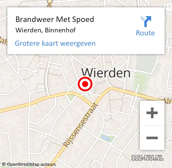 Locatie op kaart van de 112 melding: Brandweer Met Spoed Naar Wierden, Binnenhof op 30 december 2021 10:53