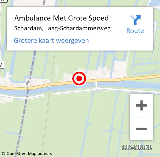 Locatie op kaart van de 112 melding: Ambulance Met Grote Spoed Naar Schardam, Laag-Schardammerweg op 3 juli 2014 19:00