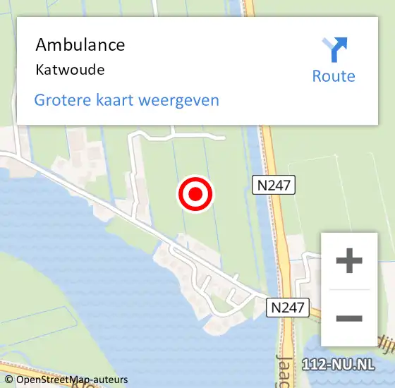 Locatie op kaart van de 112 melding: Ambulance Katwoude op 30 december 2021 17:19