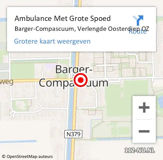 Locatie op kaart van de 112 melding: Ambulance Met Grote Spoed Naar Barger-Compascuum, Verlengde Oosterdiep OZ op 30 december 2021 17:49