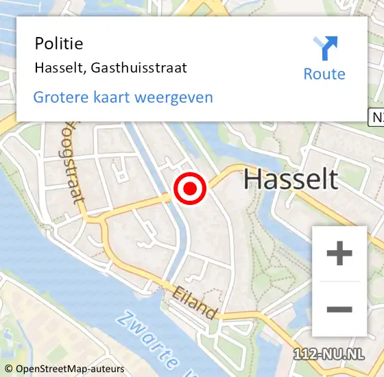 Locatie op kaart van de 112 melding: Politie Hasselt, Gasthuisstraat op 30 december 2021 18:36