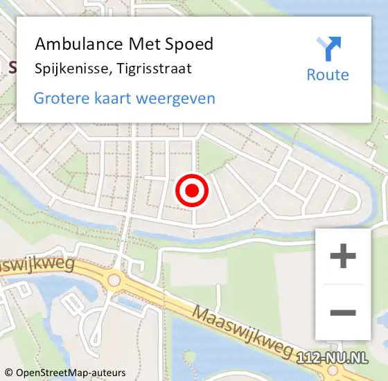 Locatie op kaart van de 112 melding: Ambulance Met Spoed Naar Spijkenisse, Tigrisstraat op 30 december 2021 20:28