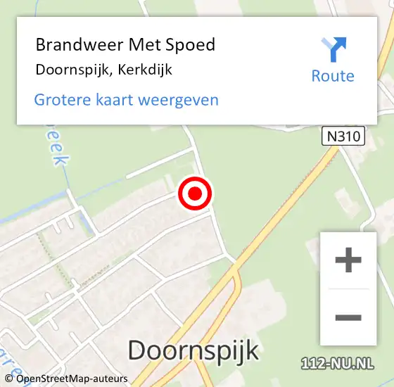 Locatie op kaart van de 112 melding: Brandweer Met Spoed Naar Doornspijk, Kerkdijk op 31 december 2021 00:43