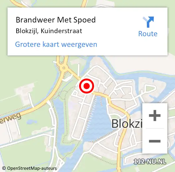 Locatie op kaart van de 112 melding: Brandweer Met Spoed Naar Blokzijl, Kuinderstraat op 31 december 2021 00:51