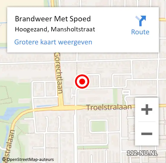 Locatie op kaart van de 112 melding: Brandweer Met Spoed Naar Hoogezand, Mansholtstraat op 31 december 2021 01:12
