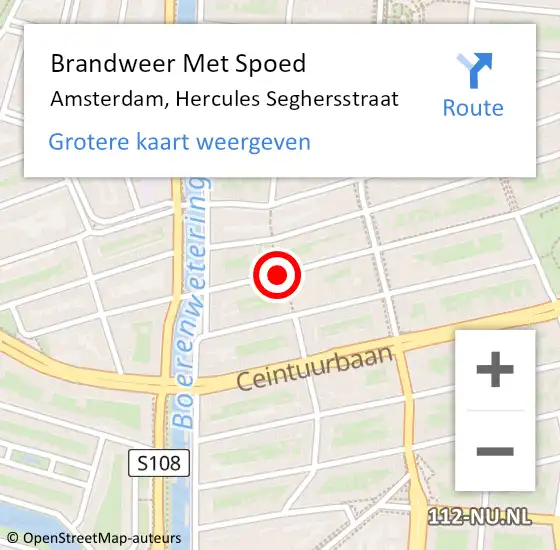 Locatie op kaart van de 112 melding: Brandweer Met Spoed Naar Amsterdam, Hercules Seghersstraat op 31 december 2021 01:17