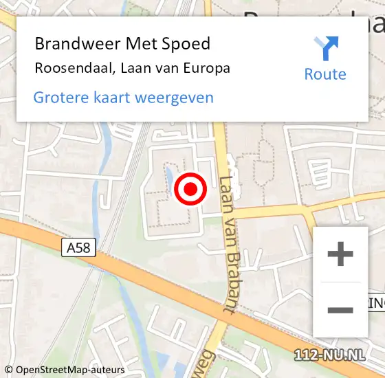Locatie op kaart van de 112 melding: Brandweer Met Spoed Naar Roosendaal, Laan van Europa op 31 december 2021 04:30