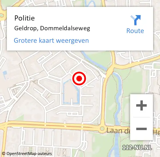 Locatie op kaart van de 112 melding: Politie Geldrop, Dommeldalseweg op 31 december 2021 09:38