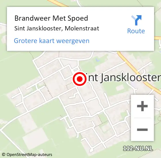 Locatie op kaart van de 112 melding: Brandweer Met Spoed Naar Sint Jansklooster, Molenstraat op 31 december 2021 11:42