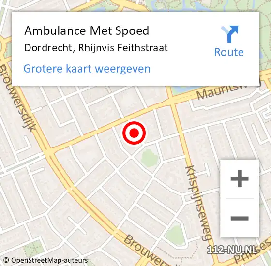 Locatie op kaart van de 112 melding: Ambulance Met Spoed Naar Dordrecht, Rhijnvis Feithstraat op 31 december 2021 11:51
