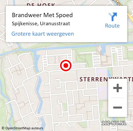 Locatie op kaart van de 112 melding: Brandweer Met Spoed Naar Spijkenisse, Uranusstraat op 31 december 2021 12:26