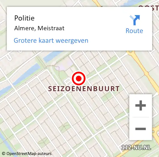 Locatie op kaart van de 112 melding: Politie Almere, Meistraat op 31 december 2021 12:48