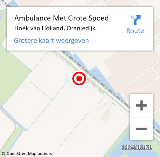 Locatie op kaart van de 112 melding: Ambulance Met Grote Spoed Naar Hoek van Holland, Oranjedijk op 31 december 2021 15:00