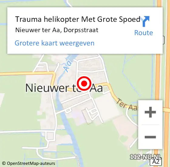Locatie op kaart van de 112 melding: Trauma helikopter Met Grote Spoed Naar Nieuwer ter Aa, Dorpsstraat op 31 december 2021 16:20