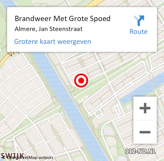Locatie op kaart van de 112 melding: Brandweer Met Grote Spoed Naar Almere, Jan Steenstraat op 31 december 2021 16:57