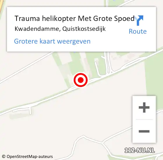 Locatie op kaart van de 112 melding: Trauma helikopter Met Grote Spoed Naar Kwadendamme, Quistkostsedijk op 31 december 2021 17:14