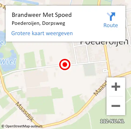 Locatie op kaart van de 112 melding: Brandweer Met Spoed Naar Poederoijen, Dorpsweg op 31 december 2021 18:31