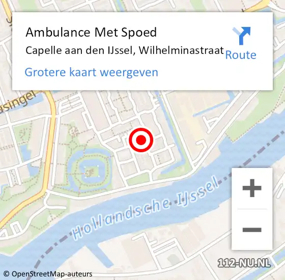 Locatie op kaart van de 112 melding: Ambulance Met Spoed Naar Capelle aan den IJssel, Wilhelminastraat op 31 december 2021 19:38