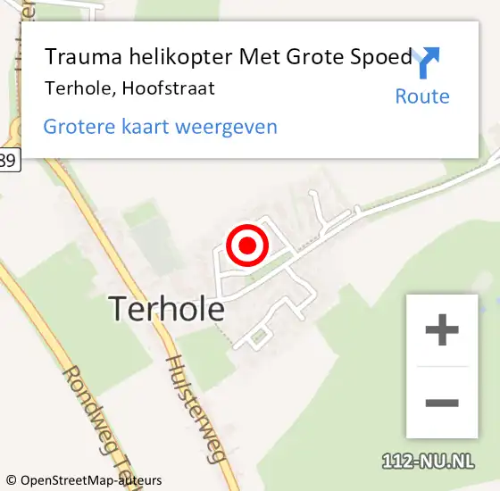 Locatie op kaart van de 112 melding: Trauma helikopter Met Grote Spoed Naar Terhole, Hoofstraat op 31 december 2021 19:44