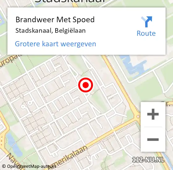 Locatie op kaart van de 112 melding: Brandweer Met Spoed Naar Stadskanaal, Belgiëlaan op 31 december 2021 20:13