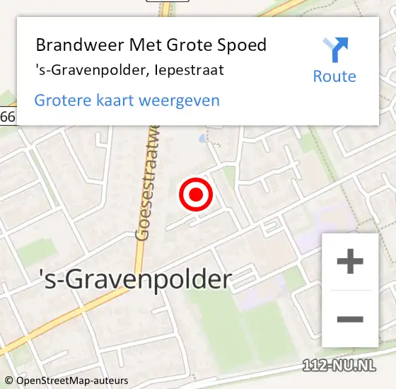 Locatie op kaart van de 112 melding: Brandweer Met Grote Spoed Naar 's-Gravenpolder, Iepestraat op 31 december 2021 21:43