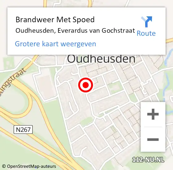 Locatie op kaart van de 112 melding: Brandweer Met Spoed Naar Oudheusden, Everardus van Gochstraat op 31 december 2021 22:23