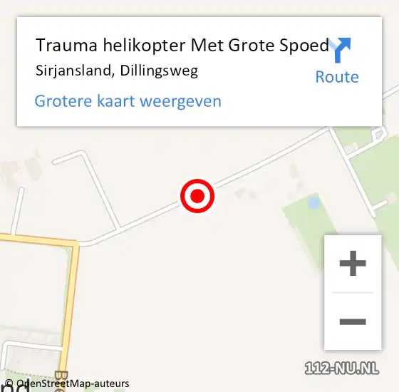 Locatie op kaart van de 112 melding: Trauma helikopter Met Grote Spoed Naar Sirjansland, Dillingsweg op 31 december 2021 22:27