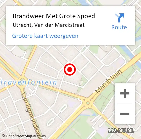 Locatie op kaart van de 112 melding: Brandweer Met Grote Spoed Naar Utrecht, Van der Marckstraat op 31 december 2021 22:33