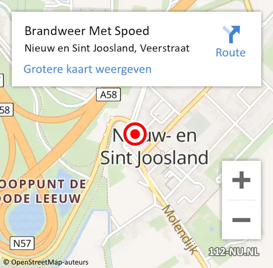 Locatie op kaart van de 112 melding: Brandweer Met Spoed Naar Nieuw en Sint Joosland, Veerstraat op 31 december 2021 23:22