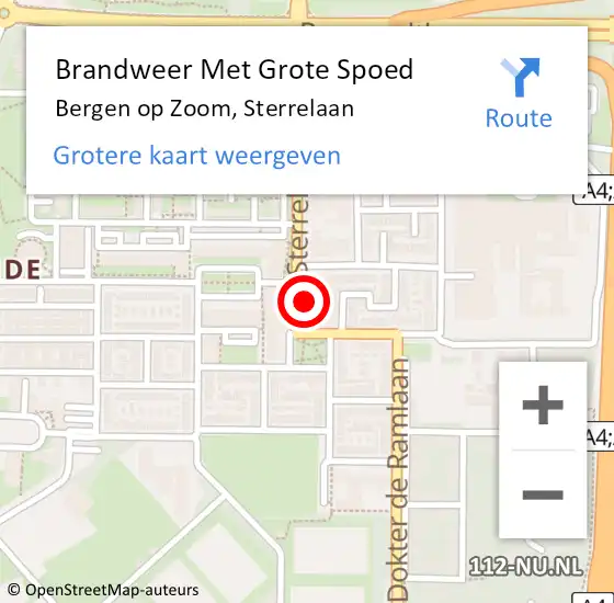 Locatie op kaart van de 112 melding: Brandweer Met Grote Spoed Naar Bergen op Zoom, Sterrelaan op 31 december 2021 23:44