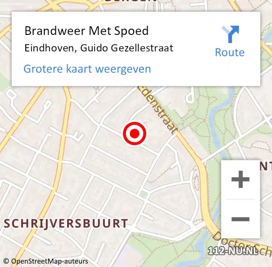 Locatie op kaart van de 112 melding: Brandweer Met Spoed Naar Eindhoven, Guido Gezellestraat op 1 januari 2022 00:01