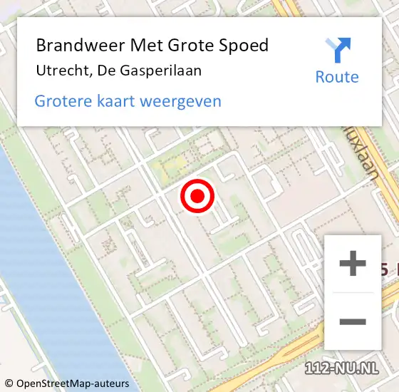 Locatie op kaart van de 112 melding: Brandweer Met Grote Spoed Naar Utrecht, De Gasperilaan op 1 januari 2022 00:08