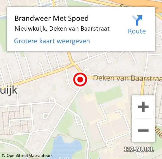 Locatie op kaart van de 112 melding: Brandweer Met Spoed Naar Nieuwkuijk, Deken van Baarstraat op 1 januari 2022 00:25