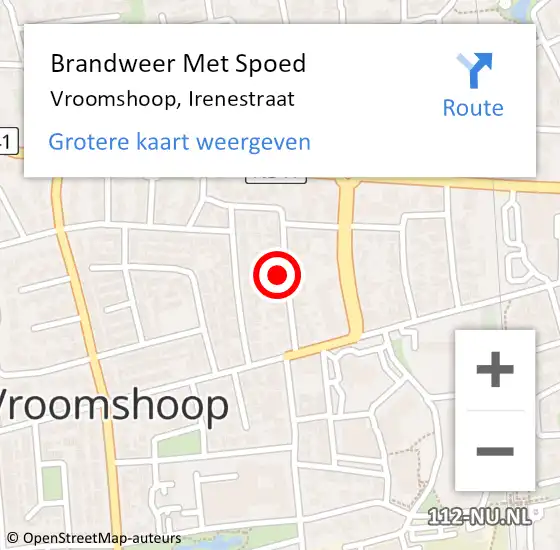 Locatie op kaart van de 112 melding: Brandweer Met Spoed Naar Vroomshoop, Irenestraat op 1 januari 2022 00:29