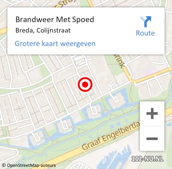 Locatie op kaart van de 112 melding: Brandweer Met Spoed Naar Breda, Colijnstraat op 1 januari 2022 00:47