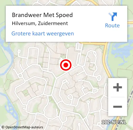 Locatie op kaart van de 112 melding: Brandweer Met Spoed Naar Hilversum, Zuidermeent op 1 januari 2022 00:59