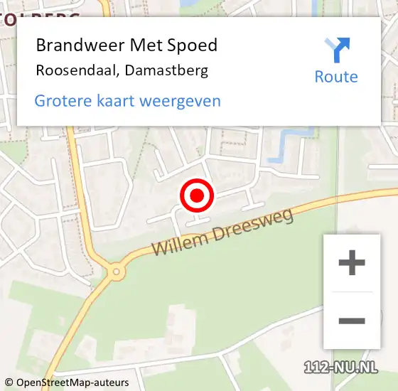 Locatie op kaart van de 112 melding: Brandweer Met Spoed Naar Roosendaal, Damastberg op 1 januari 2022 01:35