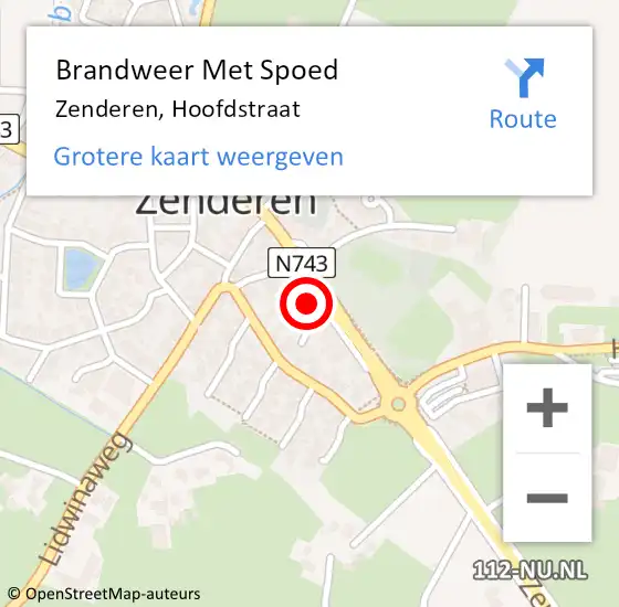 Locatie op kaart van de 112 melding: Brandweer Met Spoed Naar Zenderen, Hoofdstraat op 1 januari 2022 01:35