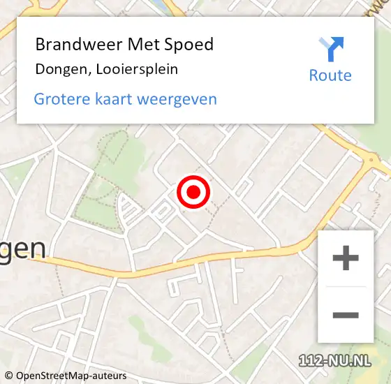 Locatie op kaart van de 112 melding: Brandweer Met Spoed Naar Dongen, Looiersplein op 1 januari 2022 01:46