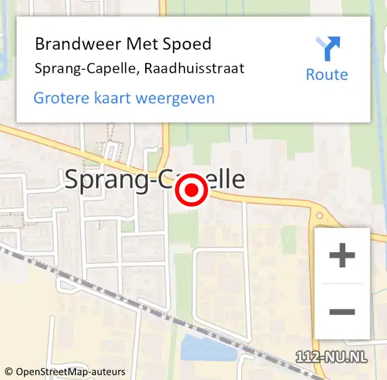 Locatie op kaart van de 112 melding: Brandweer Met Spoed Naar Sprang-Capelle, Raadhuisstraat op 1 januari 2022 01:54