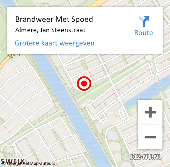 Locatie op kaart van de 112 melding: Brandweer Met Spoed Naar Almere, Jan Steenstraat op 1 januari 2022 01:55