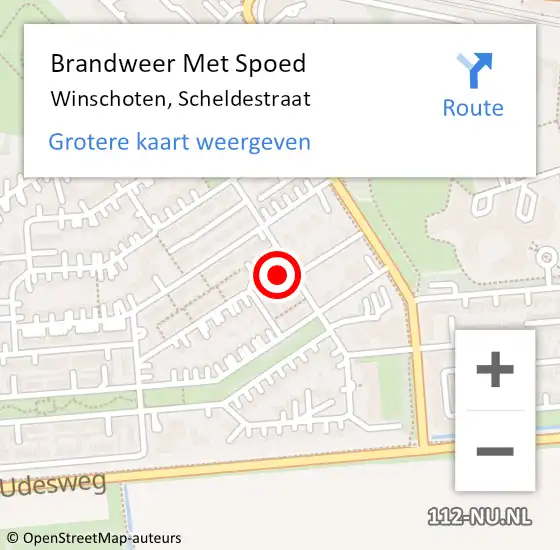 Locatie op kaart van de 112 melding: Brandweer Met Spoed Naar Winschoten, Scheldestraat op 1 januari 2022 01:55