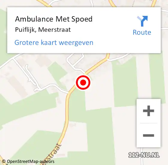 Locatie op kaart van de 112 melding: Ambulance Met Spoed Naar Puiflijk, Meerstraat op 1 januari 2022 02:14