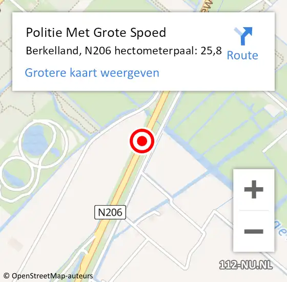 Locatie op kaart van de 112 melding: Politie Met Grote Spoed Naar Berkelland, N206 hectometerpaal: 25,8 op 1 januari 2022 02:24