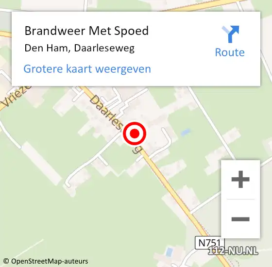 Locatie op kaart van de 112 melding: Brandweer Met Spoed Naar Den Ham, Daarleseweg op 1 januari 2022 02:37