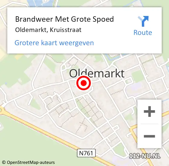 Locatie op kaart van de 112 melding: Brandweer Met Grote Spoed Naar Oldemarkt, Kruisstraat op 1 januari 2022 02:40